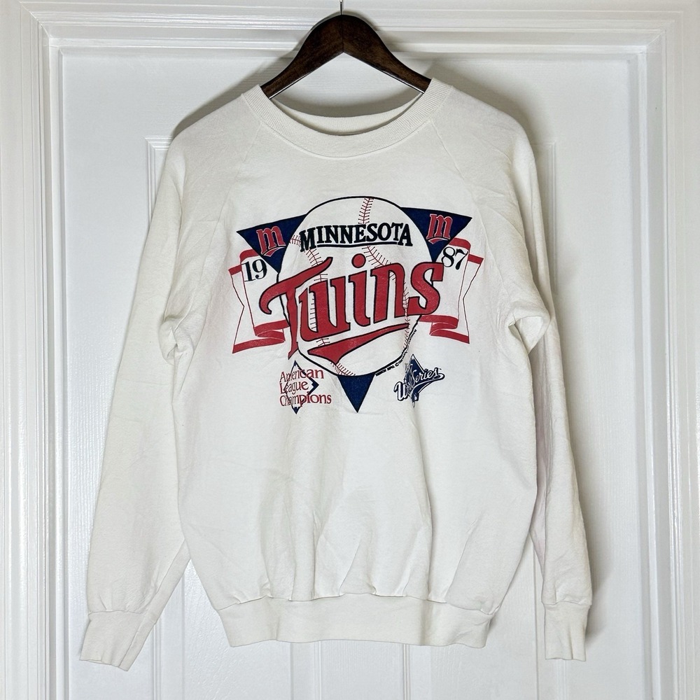 Vintage Minnesota Twins Sweatshirt Mens XL White 1987 World Series FOTL USA Made